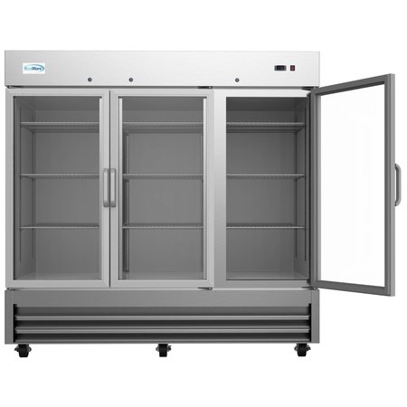 Koolmore 81" 3 Glass Door Commercial Reach-In Refrigerator Cooler with LED lighting RIR-3D-GD